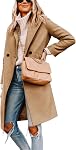 Tanming Notch Lapel Double mélange de laine au lait mi-longue tourteaux de pois pour femme