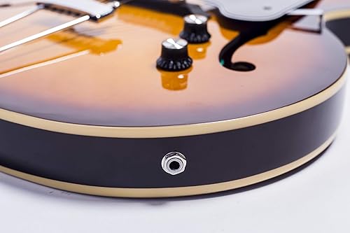 Miniatura 9 de GROTE Jazz - Pastilla P90 para guitarra eléctrica, cuerpo hueco, cromo (Vintage Sunburst)