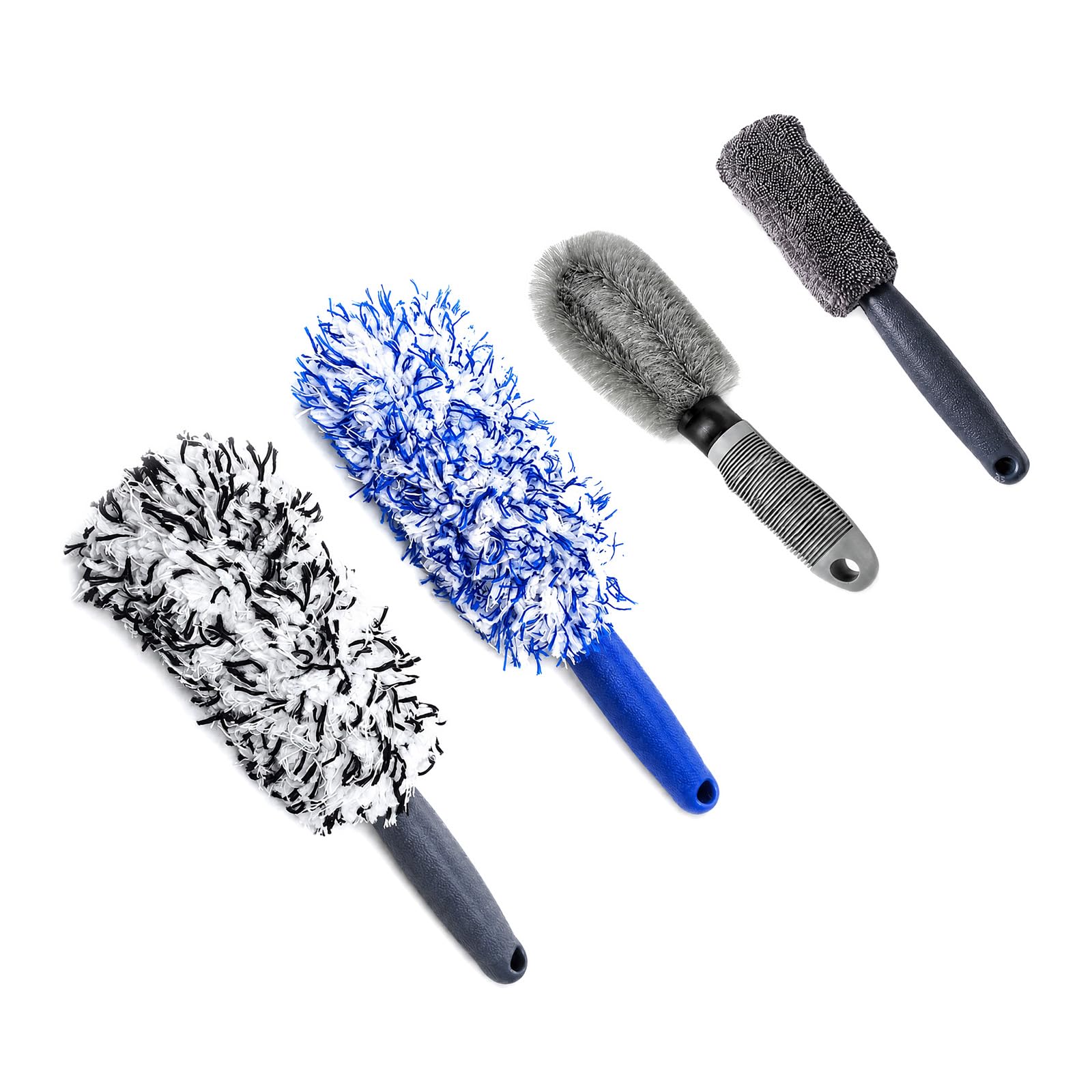 4Pcs Long Handle Wheel Brush Set, Soft Bristles Alloy Cleaning