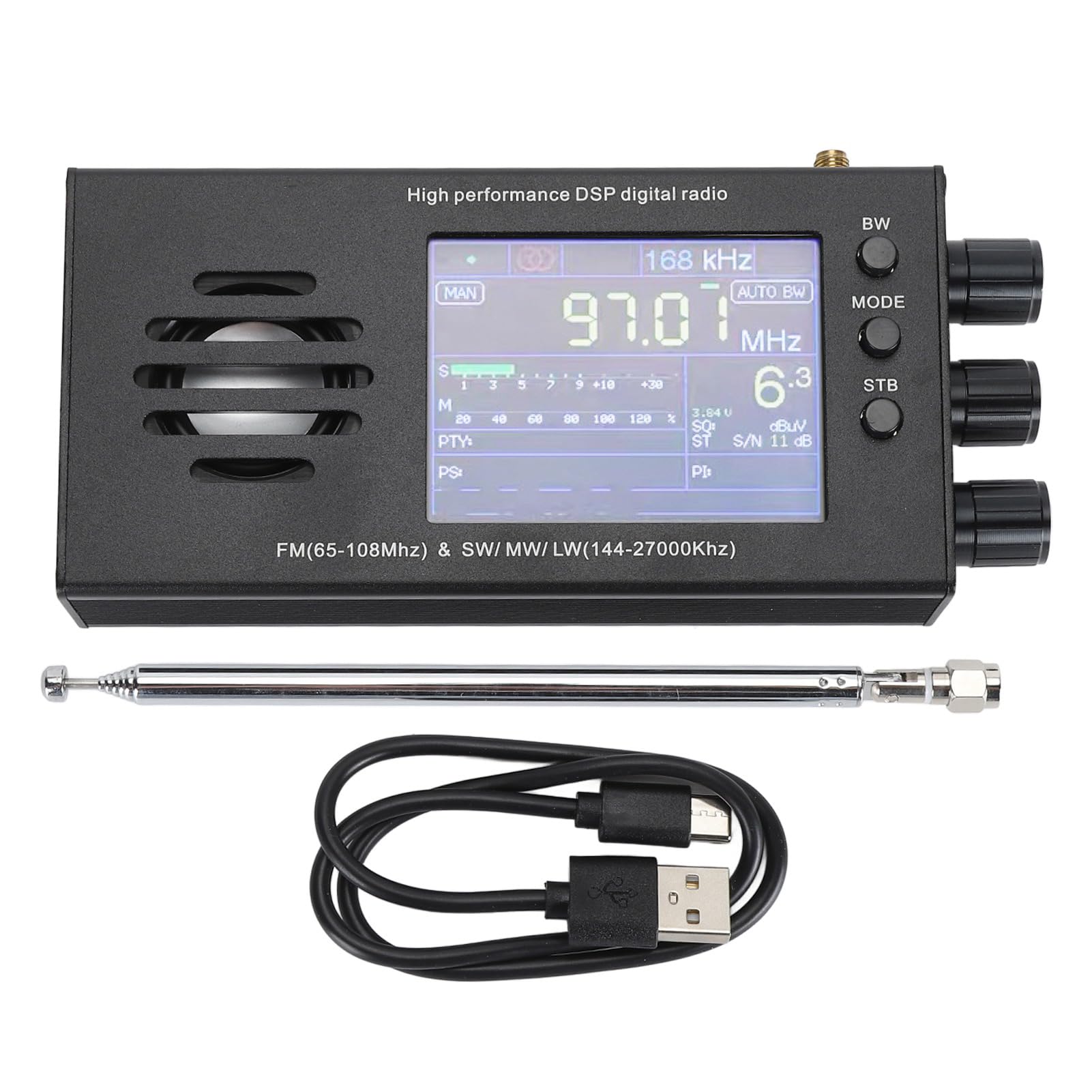 Luocute TEF86 Digital Radio, Profesjonalny 65–108 MHz FM 144–27000KHZ SW MW LW Radio Radio z 3,2 -calowym Wyświetlaczem LCD, Wbudowany Głośnik