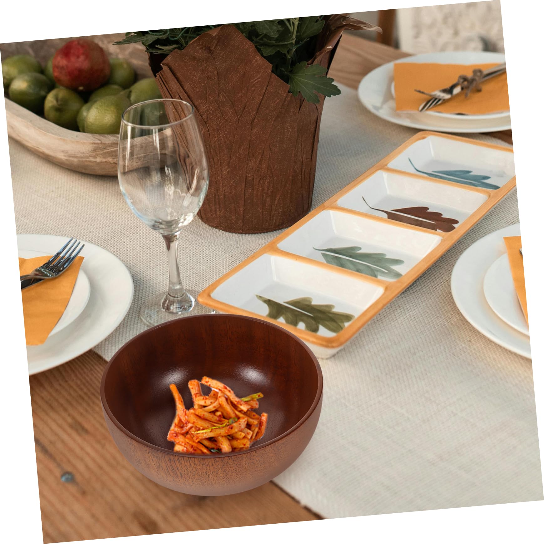 MAGICLULU 2 Ensaladeras De Madera Para Frutas Cuencos De Madera Para Servir Fruteros Para Encimera De Cocina Cuencos De Para Ensalada Cuenco De Sopa De Cuenco Para Servir