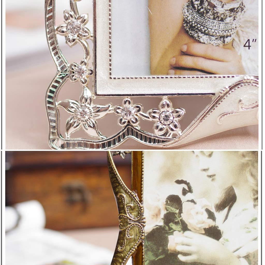 Vintage-Bilderrahmen für Hochzeiten, 10,2 x 15,2 cm, luxuriös, einzigartig, ausgefallen, antiker Metall-Bilderrahmen mit HD-Glas für den Schreibtisch, eleganter europäischer Retro-Stil in brauner