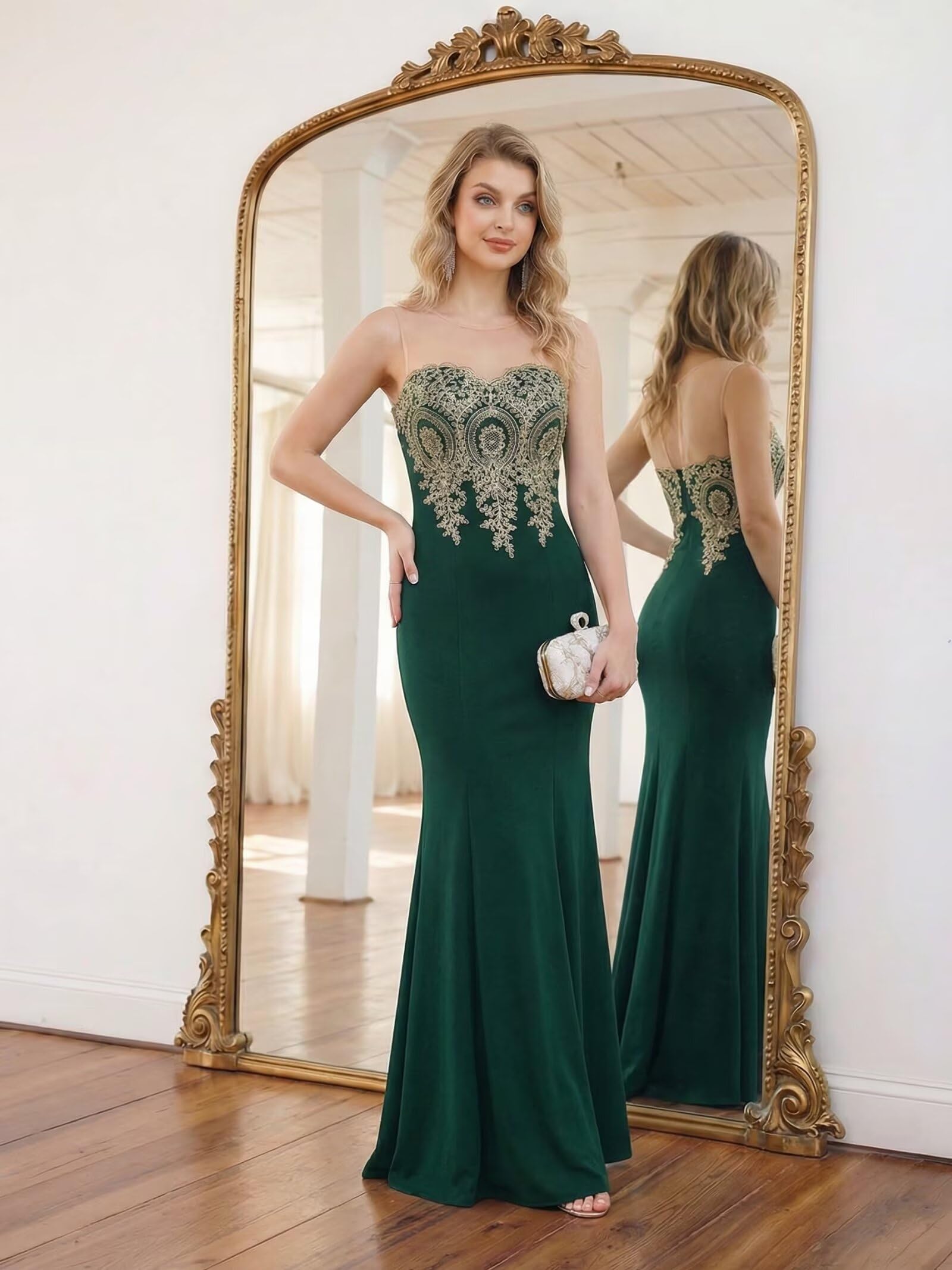 BABYONLINE D.R.E.S.S. Robe de soirée moulante à paillettes pour femme - Sans manches - Élégante - Maxi robe de bal 262