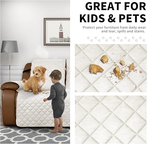 Miniatura 3 de Easy-Going Funda de sofá reclinable de gran tamaño, reversible para sillón reclinable de 3 asientos, funda de sofá dividida para cada asiento con