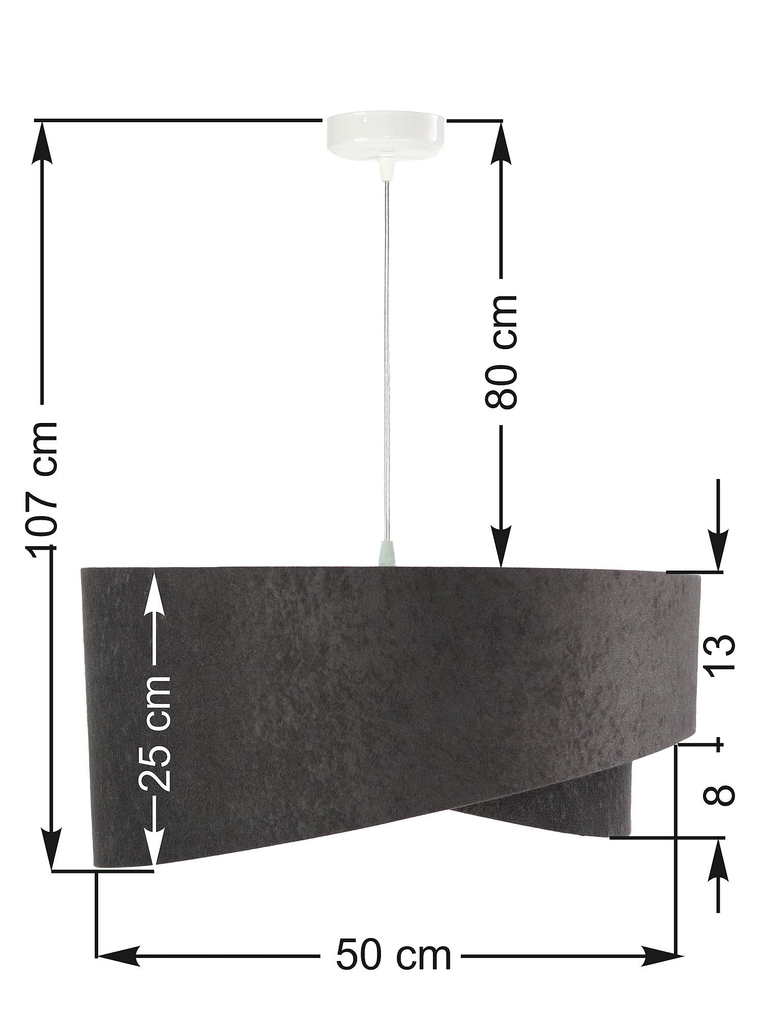 Licht-Erlebnisse Dekorative Hängelampe rund Ø50cm Dunkelgrau Mint Ø50cm aus Stoff Pendelleuchte Esszimmer Wohnzimmer