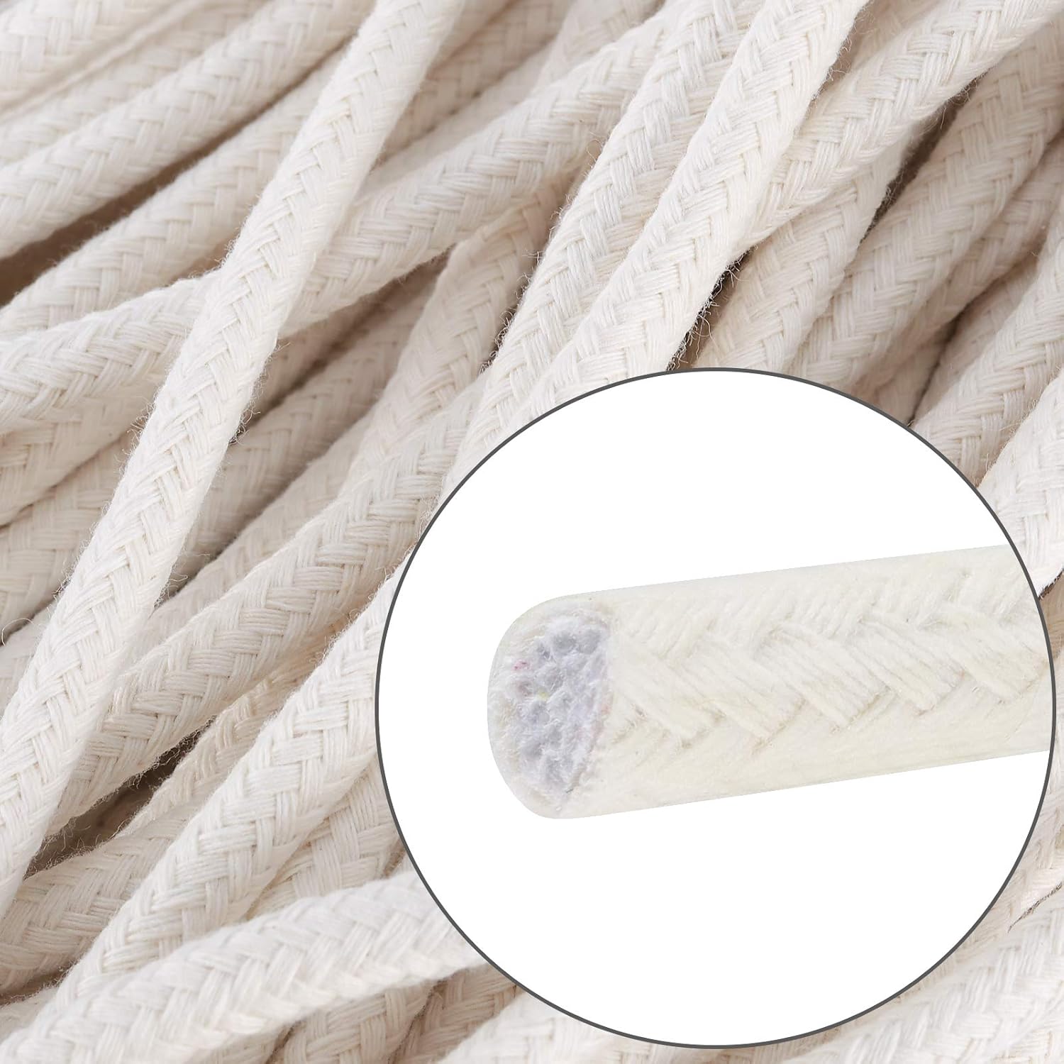 HAKZEON 328 FT Natural Cotton Rope, 1/4 Inch Macrame Cord White Clothesline Heavy Duty All Purpose Rope for Wall Hanging, Plant Hanger, DIY Cotton Ropes Basket, Crafts, Knitting
