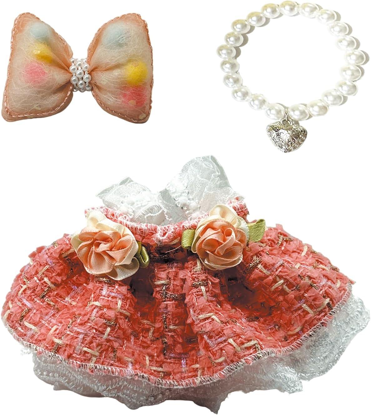 17cm Doll Clothes Set & Outfit Set for 17cm Dolls - Premium Fashion Dresses with Accessories, Luxury Chic Doll Clothing & Style Bundle Flower Pink