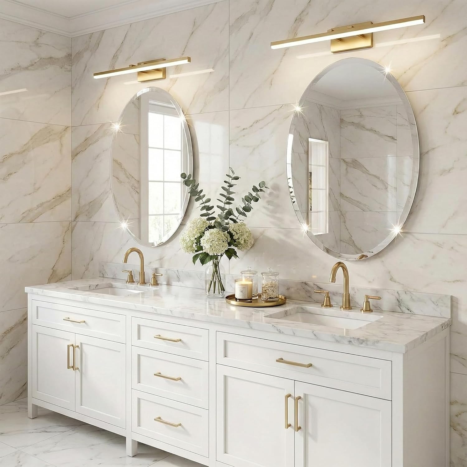 24"x36" Large Oval Bathroom Mirror for Wall, Frameless Beveled Vanity Mirror with Solid Backing, HD Glass Mirror for Double Vanity, Master Bath & Bedroom, 2-Way Hang