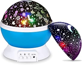 Luzes noturnas infantis de Natal, projetor de estrela da lua e lâmpada submarina de rotação de 360 graus - 4 lâmpadas de LED com 8 luzes que mudam de cor, presentes exclusivos para aniversário, crianças, festa do bebê