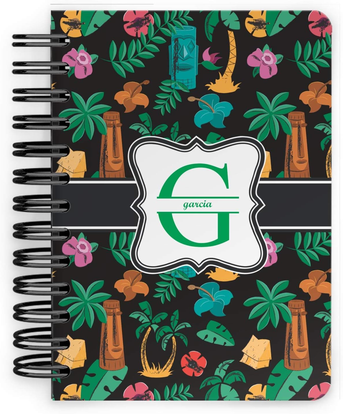 Personalized Hawaiian Masks Spiral Notebook - 7x10 w/Name and Initial