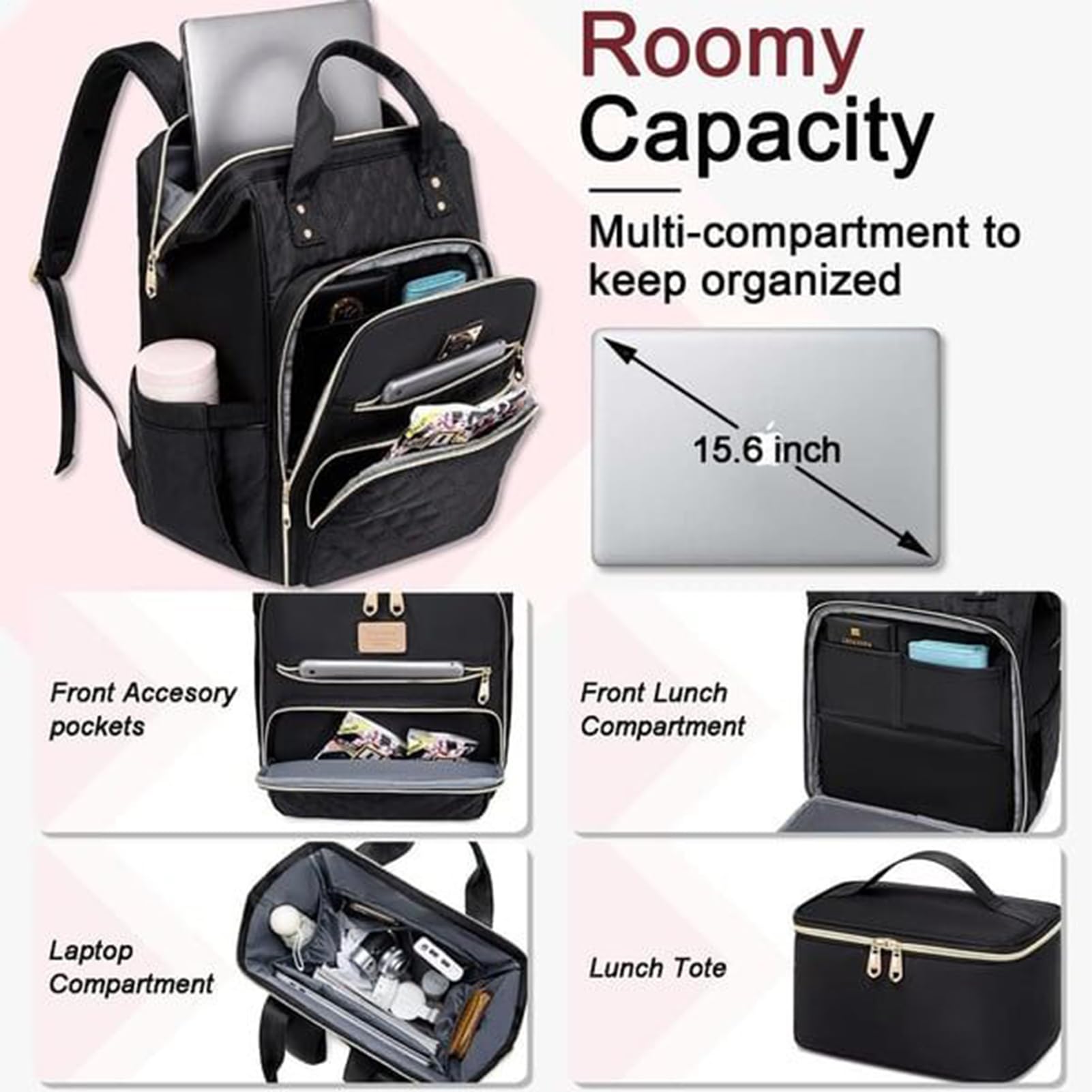 Zaino per insegnanti – Borsa da scuola per computer portatile, scomparto | isotermico, design multi-tasche morbido, spallacci regolabili confortevoli, trasporto quotidiano leggero | per la scuola,