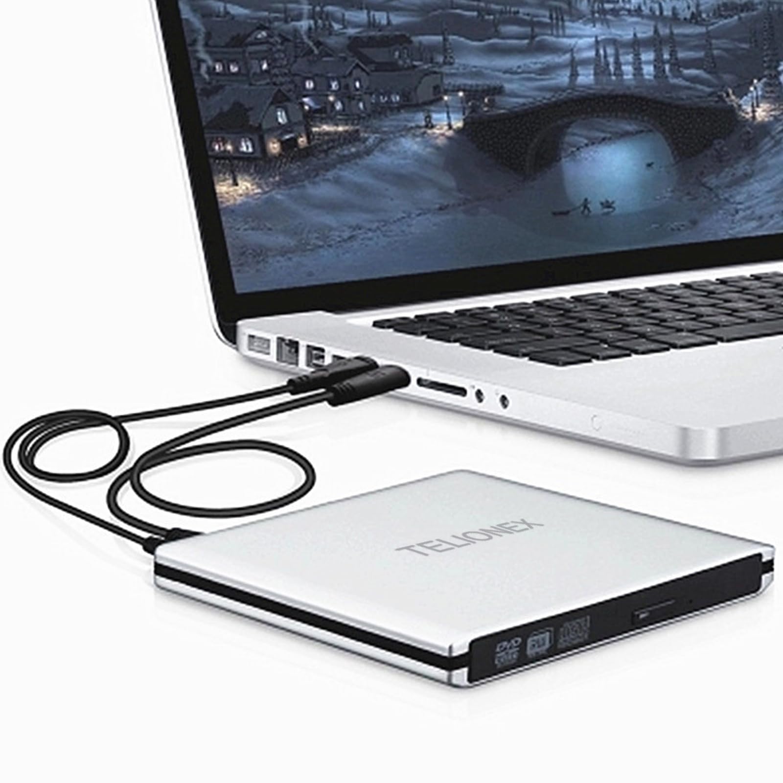 Lecteur Graveur CD et DVD Externe Portable USB Enregistreur RW Mince pour Salon, Radio Voiture, Mural