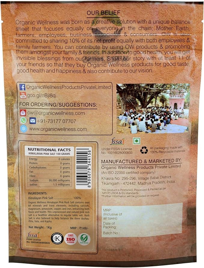 Image of Organic Wellness Himalayan Pink Rock Salt Powder 1 Kg Pack