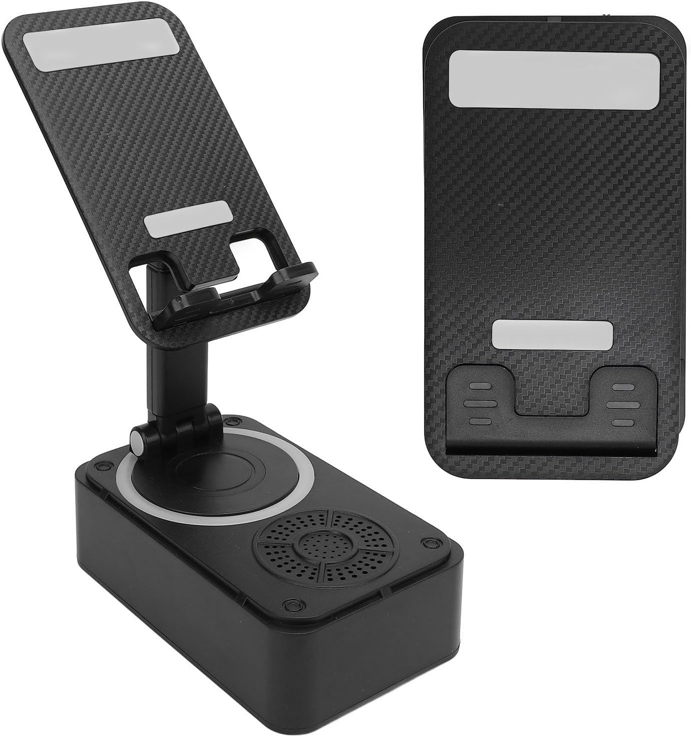 LICAEVEY Cell Phone Stand with Bluetooth Speaker, 360 Degree Rotatable Wireless Speaker Phone Holder with Anti Slip Base and Type C Port, for Home Travel Music Playback