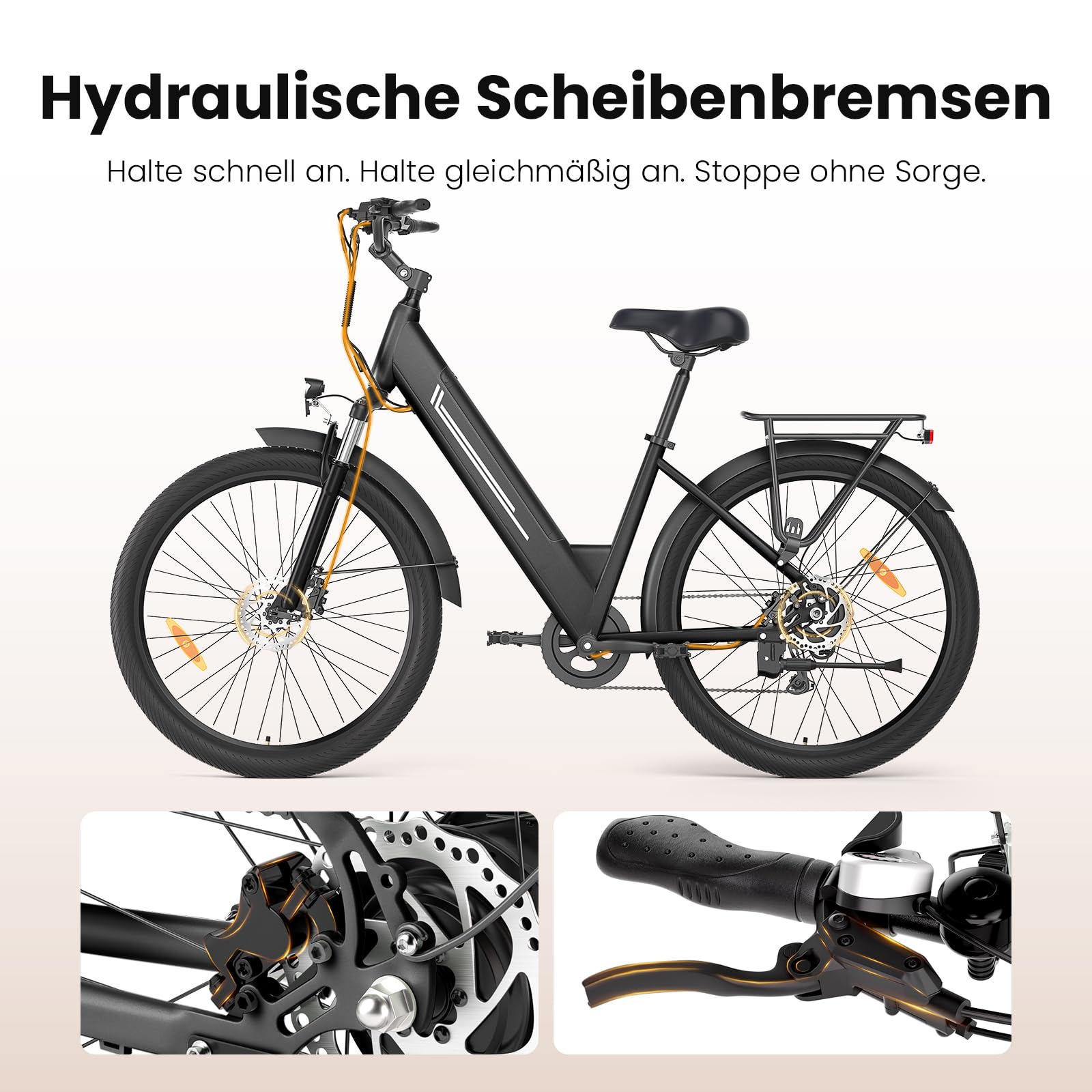 Touroll J1 Pro 27,5" E Bike, Elektrofahrrad Trekkingrad E-Bike Herren Damen mit Hydraulischen Scheibenbremsen, 561.6Wh Akku,100km Reichweite, 250W, 7 Gänge, Pedelec E-Citybike für Erwachsene