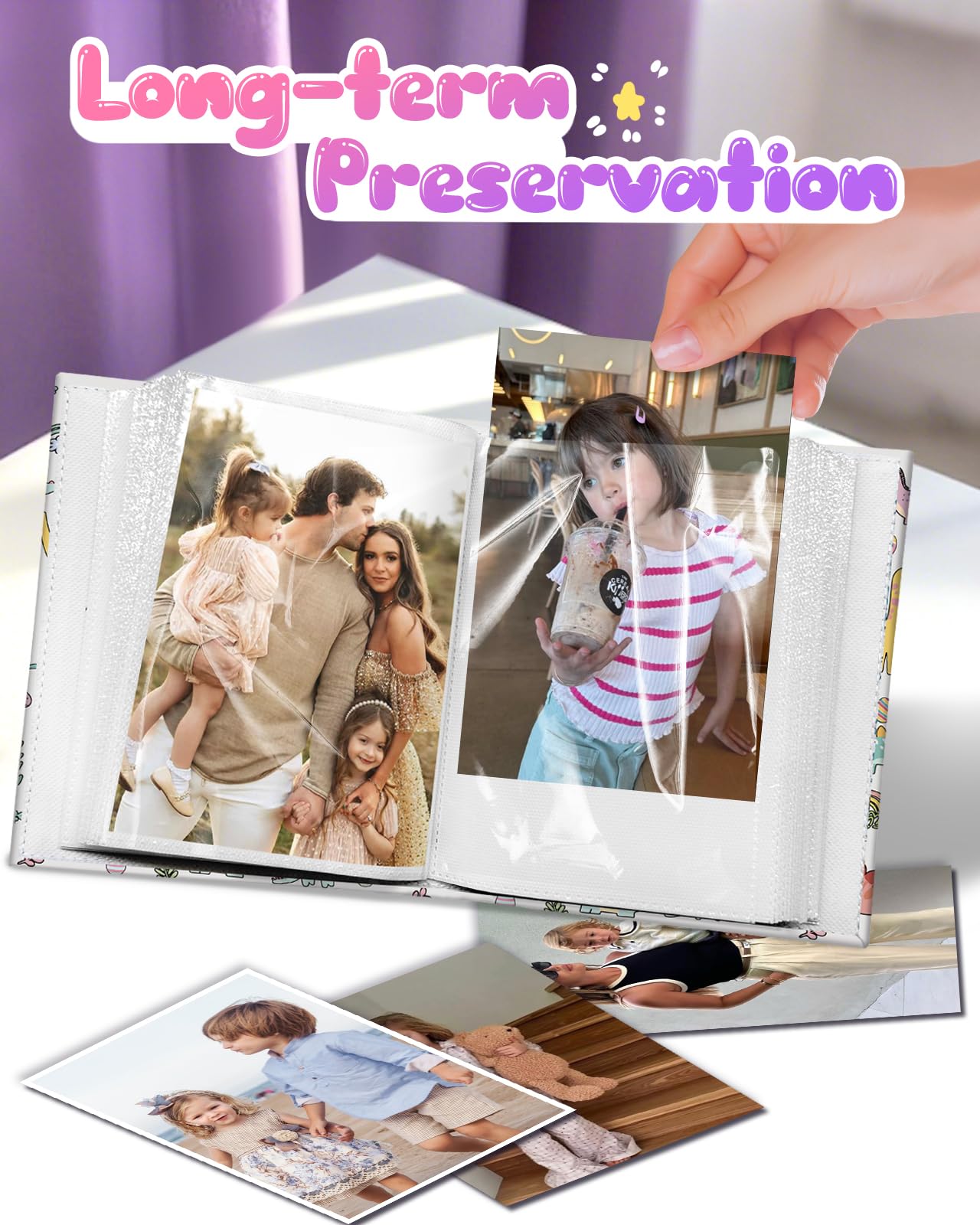 Slohif Fotoalbum für Kinder, 10 x 15 cm, Leder, kleines Baby-Erinnerungsbuch, Andenken für meine erste Familie, 100 Taschen, personalisiertes Fotobuch für Jungen, Mädchen, Kleinkinder, Reisen,