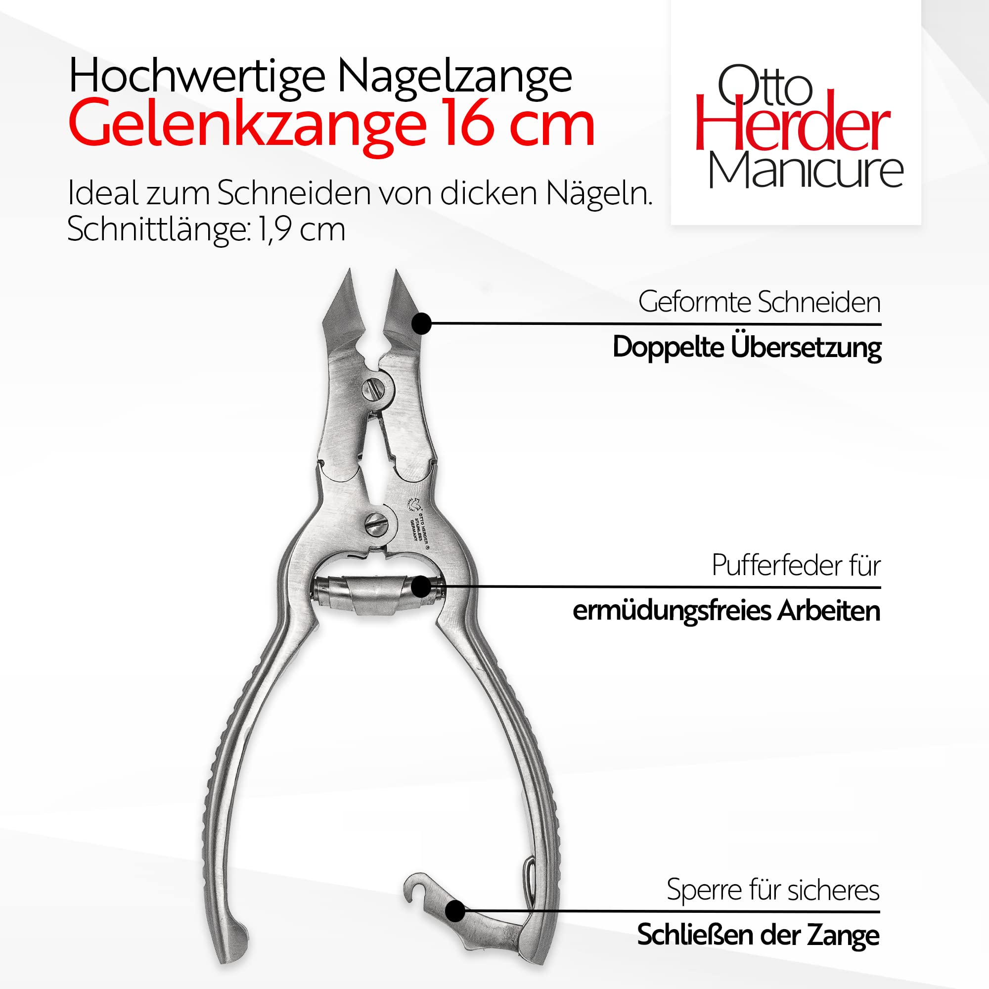 OTTO HERDER obcinacz do paznokci cążki do grubych paznokci 16 cm stal nierdzewna