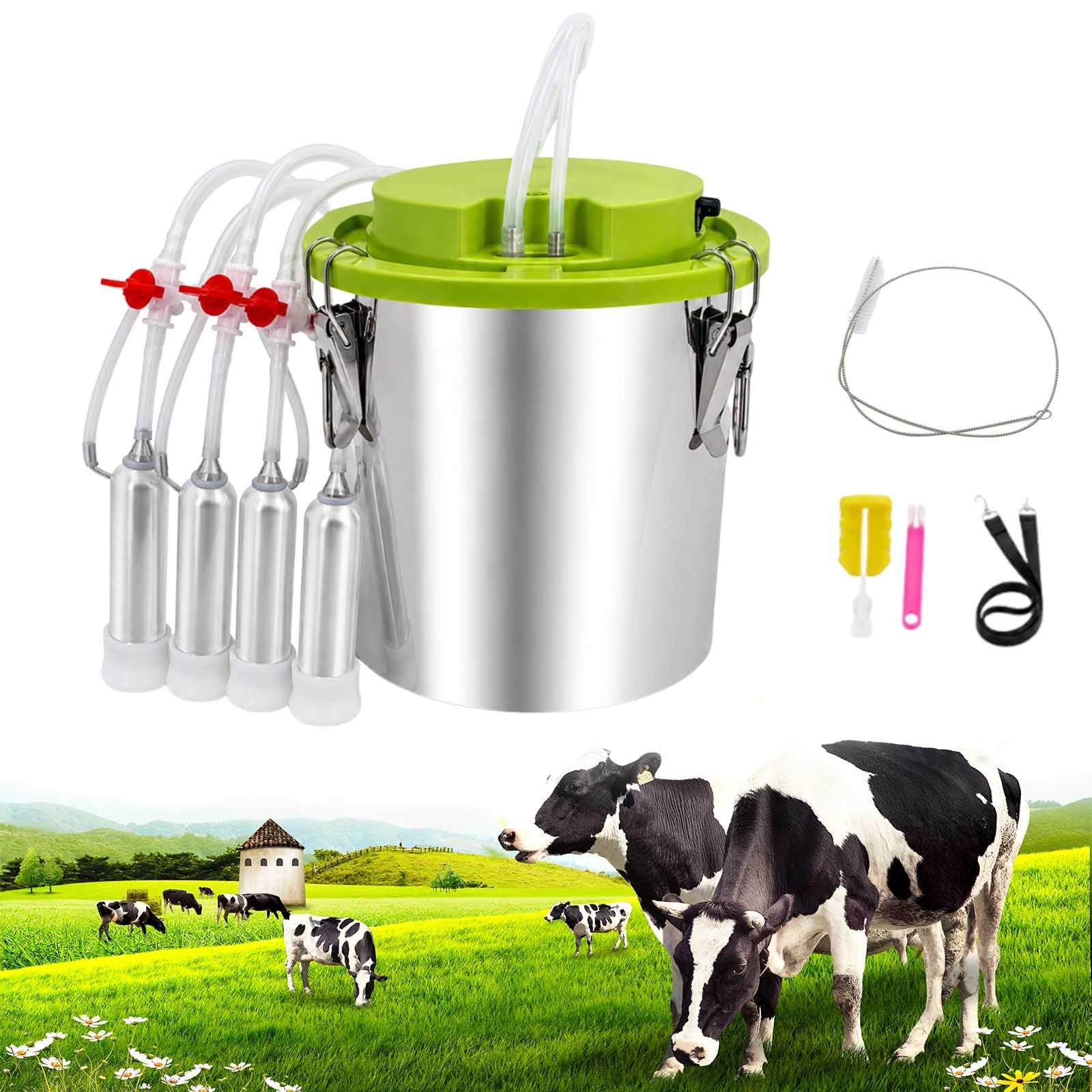 aromaoveite Electric Milking Machine For Cows, 12l/16l Cow Milker With 304 Stainless Steel Milk Bucket,Auto Stop Function, Food Grade Silicone Tubes For Small Dairy Farms 12L-B