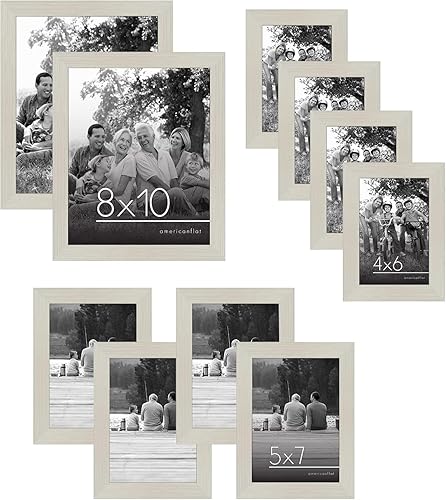 Miniatura 6 de Americanflat juego de 10portarretratos de madera clara, incluye portarretratos de 8 x 10pulgadas, 5 x 7pulgadas y 4 x 6pulgadas Cristal resistente a