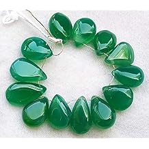 GEMZ 13 inch Strand of Natural Green Onyx pear Shape Faceted Cut Green Color briollete Beads for DIY Jewelry Making- Earring Necklace Bracelet.