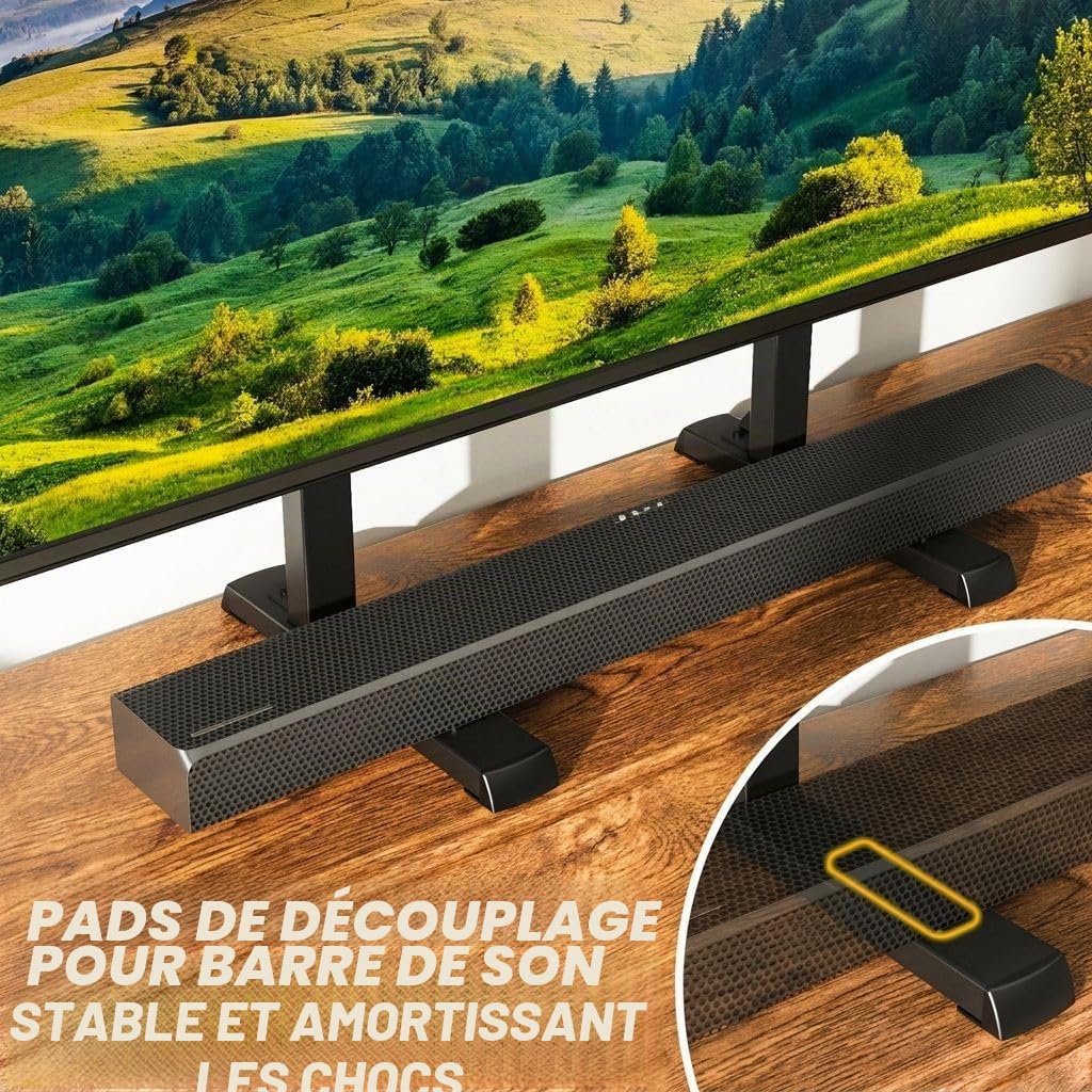 TVON Support TV de Table avec Pieds de TV Réglables en Hauteur, Base de Support TV avec Gestion des Câbles pour Téléviseurs 37 à 86 Pouces, Pieds en Acier Supportent jusqu'à 68 KG, VESA Max 800x600mm