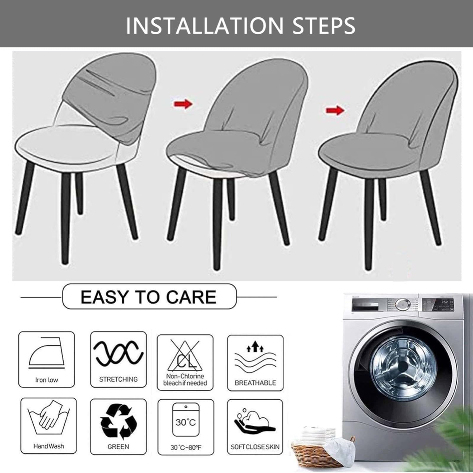 Esszimmer Stuhlhussen,Stuhlhussen mit Gebogener Rückenlehne 1/2/4/6er-Set | Dehnbarer Moderner und Weicher Stoff,Abnehmbarer und Waschbarer Stuhlbezug für Esszimmer Küche(Coffee,4Pcs)