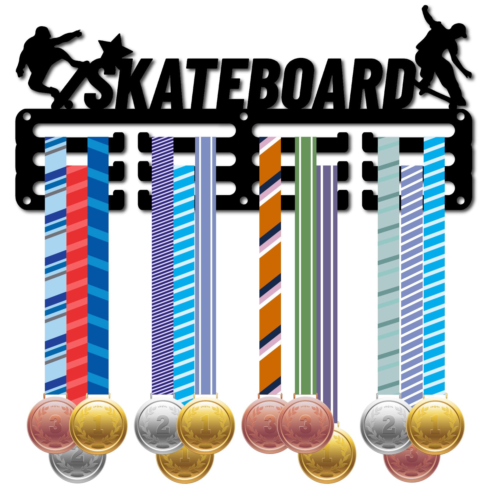 CREATCABIN Be Awesome Medal Holder Hanger, 60 , Medal Stand, Black Iron, Shelf Hanger, Organiser, Medal Stand, Frame With Hooks, Wall Mounted Hanging For Medal Winners, 40 X 14.3 Cm - View #10