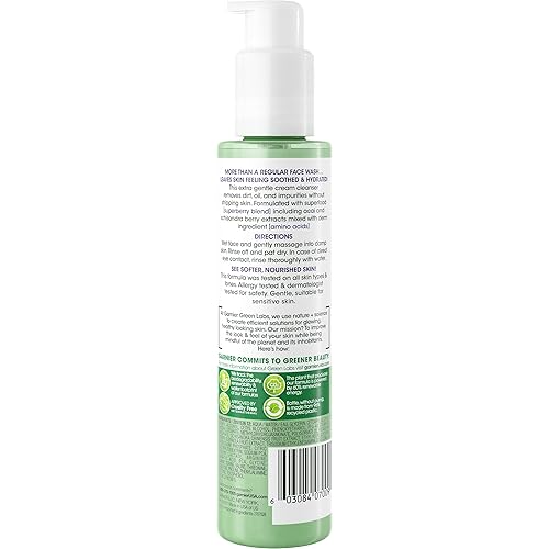 Miniatura 2 de Garnier Green Labs Amino-Berry Soft Gentle Facial Cream Cleanser hidrata y suaviza la piel, 5.07 onzas líquidas