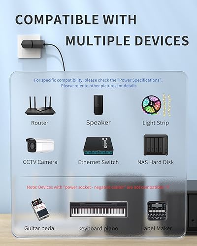 Miniatura 5 de Cargador adaptador de CA de fuente de alimentación de 12 V 1 A [12 voltios 1 amperios de potencia de conmutación regulada] con 11 enchufes de CC