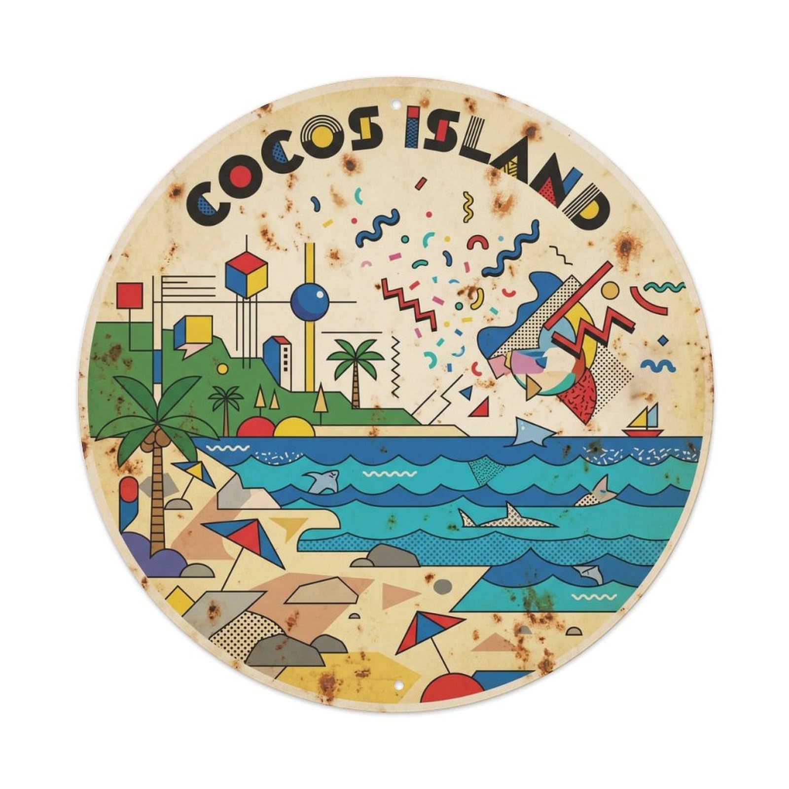 Coco Island Expedition Coast Geometric Travel Metal Tin Sign