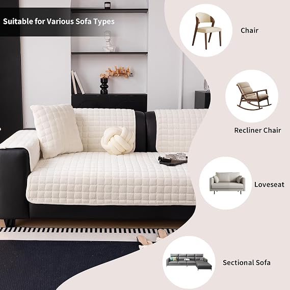 Velvet Couch Cover 1 Seat, Sofa Cover Washable, Pet Couch Covers 1PC