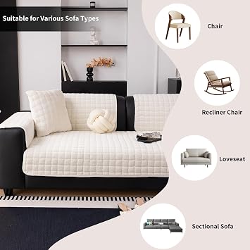 Velvet Couch Cover 1 Seat, Sofa Cover Washable, Pet Couch Covers 1PC