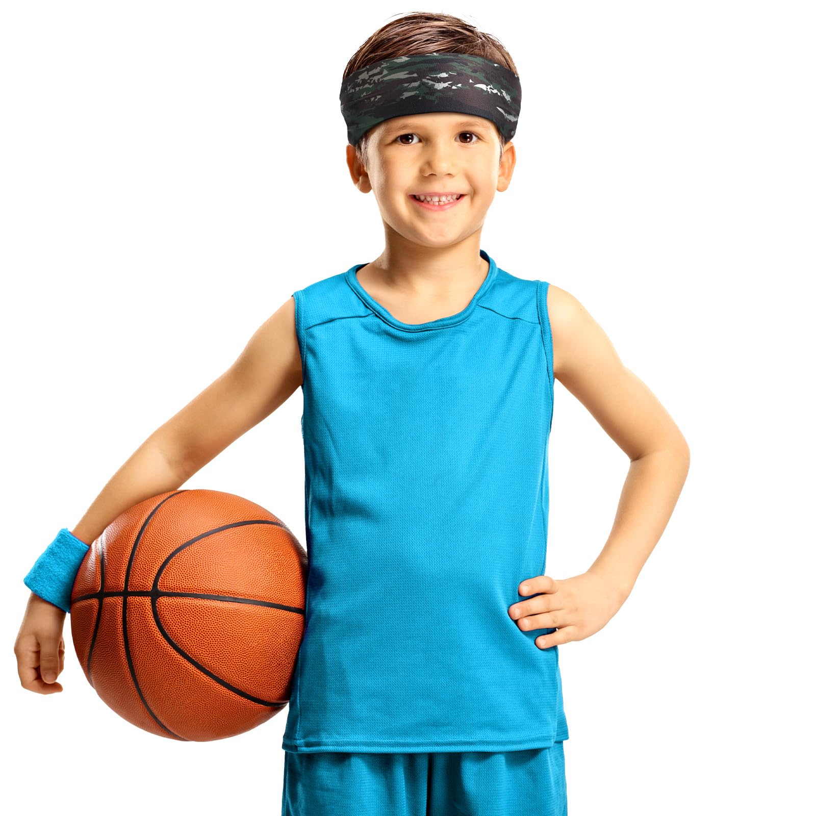 Haull Schweißbänder für Kinder, Jungen, Stirnbänder, athletisch, Baseball, Basketball, Fußball, atmungsaktiv, elastisch, für Sport, Laufen, Training, 8 Stück