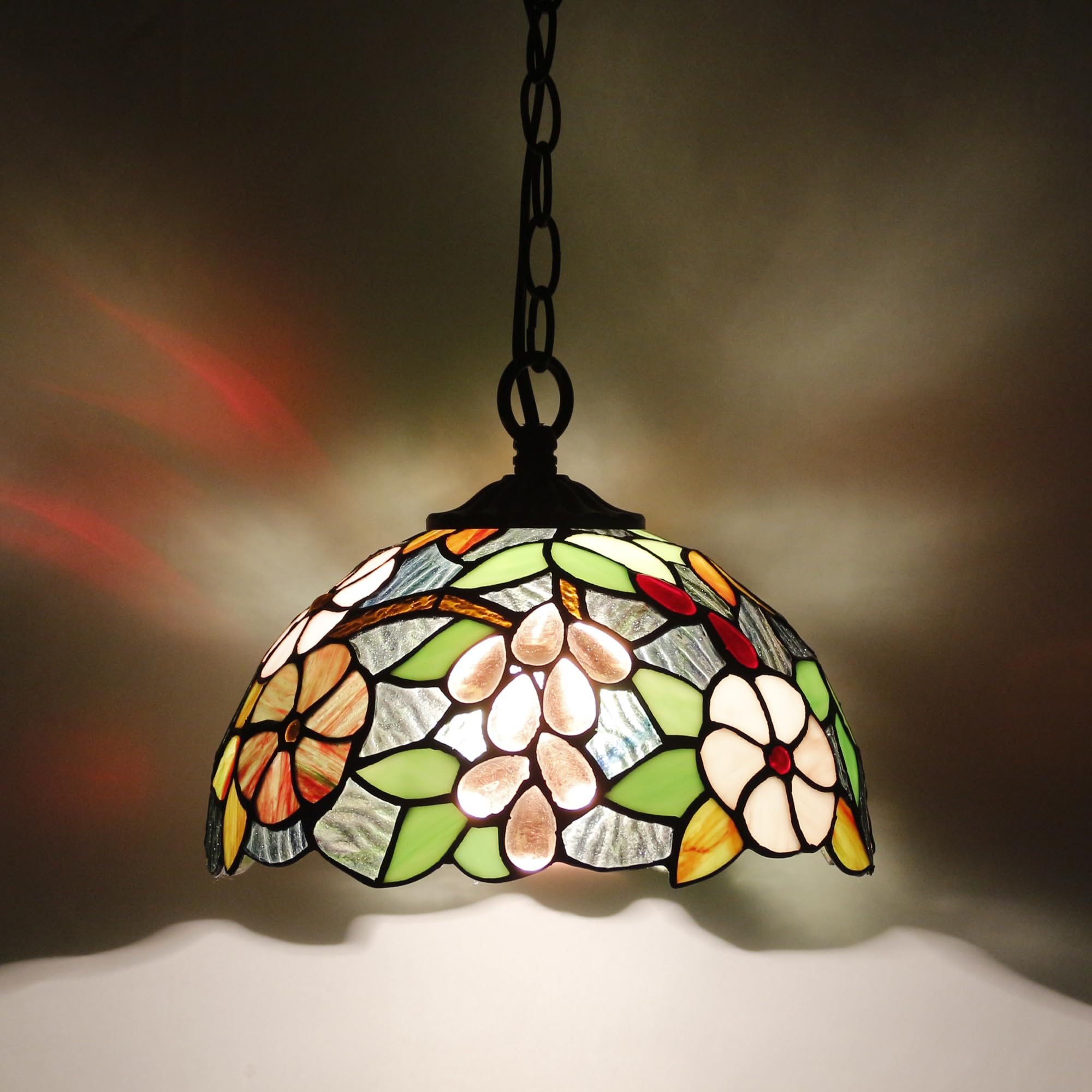 AVIVADIRECT Tiffany Pendant Light Plug in Stained Glass Hanging