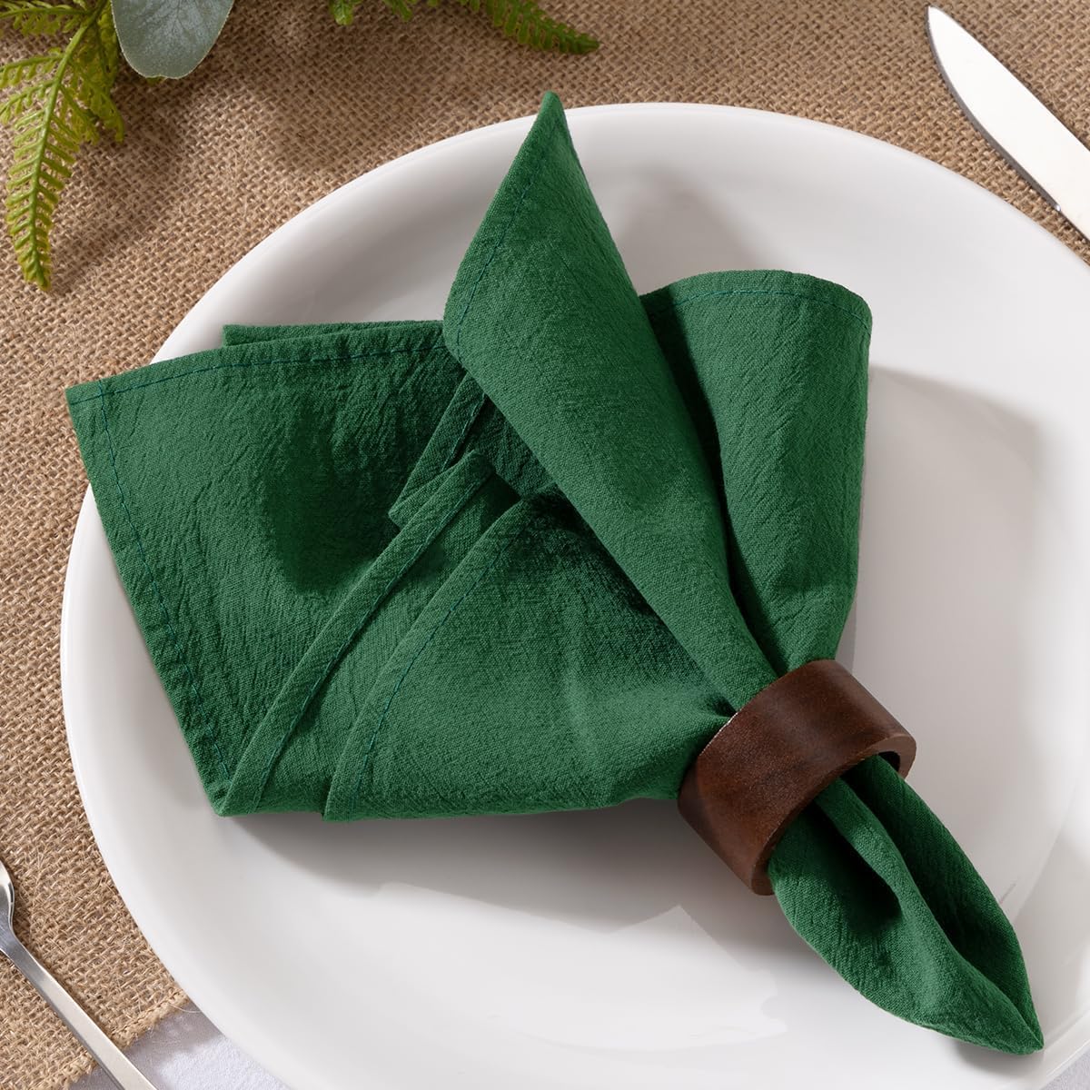 MLMW Juego de 6 servilletas gruesas de lino y algodón, servilletas de tela suave de 17 x 17 pulgadas, servilletas rústicas a granel de mesa de otoño