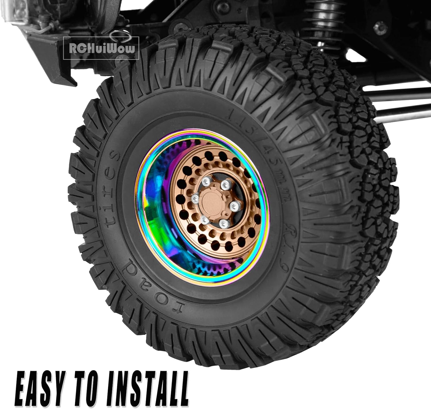 RC 1.9 Beadlock Wheels Rainbow Wheels for 1/10 SCX10 90046 AXI03007 TRX4 VS4-10 Gen8 MST CFX,Alloy Aluminium 1.9 rc Wheel 1.9 Beadlock Rims,Bronze