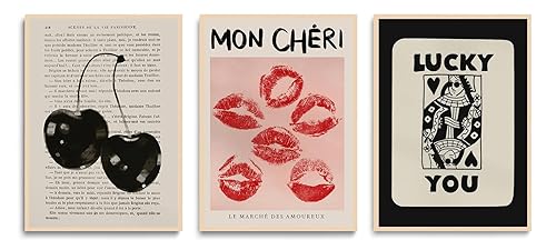 LYPHNX Vintage Trendy Black Cherry Red Kiss Lip Poster Wall