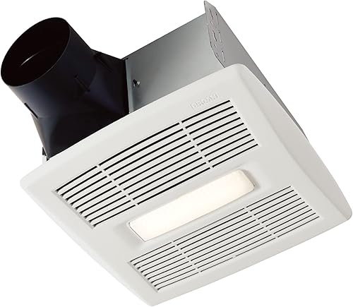 Broan-Nutone AE80BL InVent Series Ventilador de una sola velocidad con luz LED, ventilador de escape de baño para instalación en el lado de la