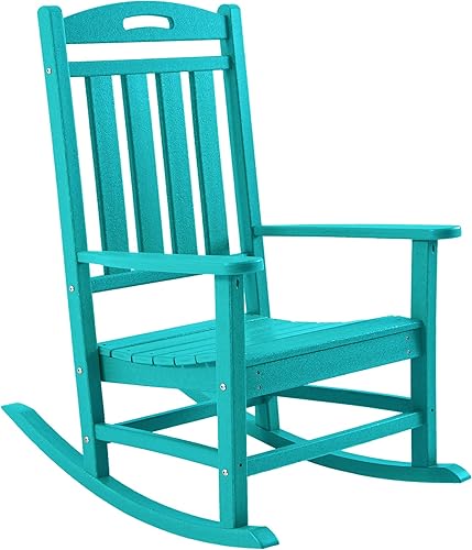 Mecedora para exteriores, silla de patio de polietileno de alta densidad con respaldo alto, silla de porche para todo tipo de clima, silla de césped