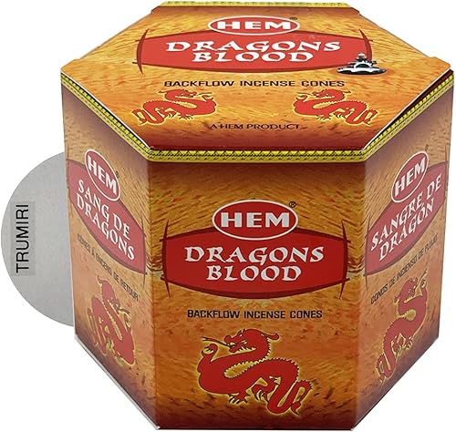 Miniatura 3 de Dragons Blood Hem - Conos de incienso de reflujo para fuente de humo aromático de cascada, soporte para quemador de neblina y tapete  40 conos de
