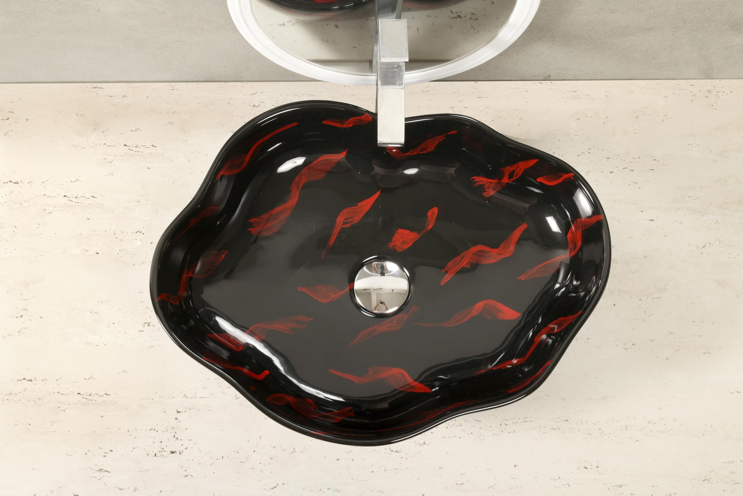 HISRE Ceramic Table Top Vessel Sink Wash Basin Over Counter/Counter Top Wash Basin For Bathroom & Living Room 20 X 15.5 X 5 Inches (LV4400), photo 4 of 4