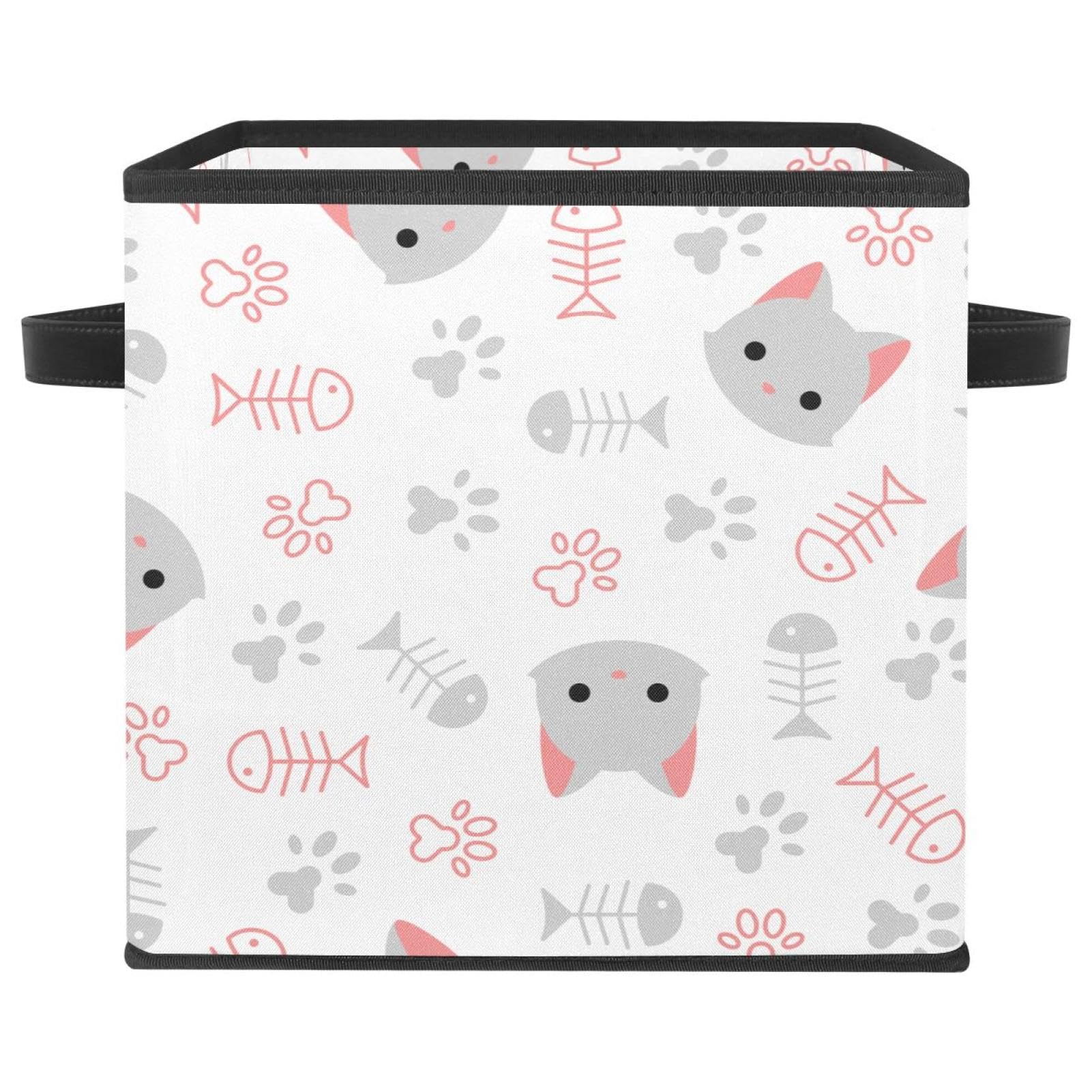 Boîte de rangement pliable chat mignon en tissu cube pour placard
