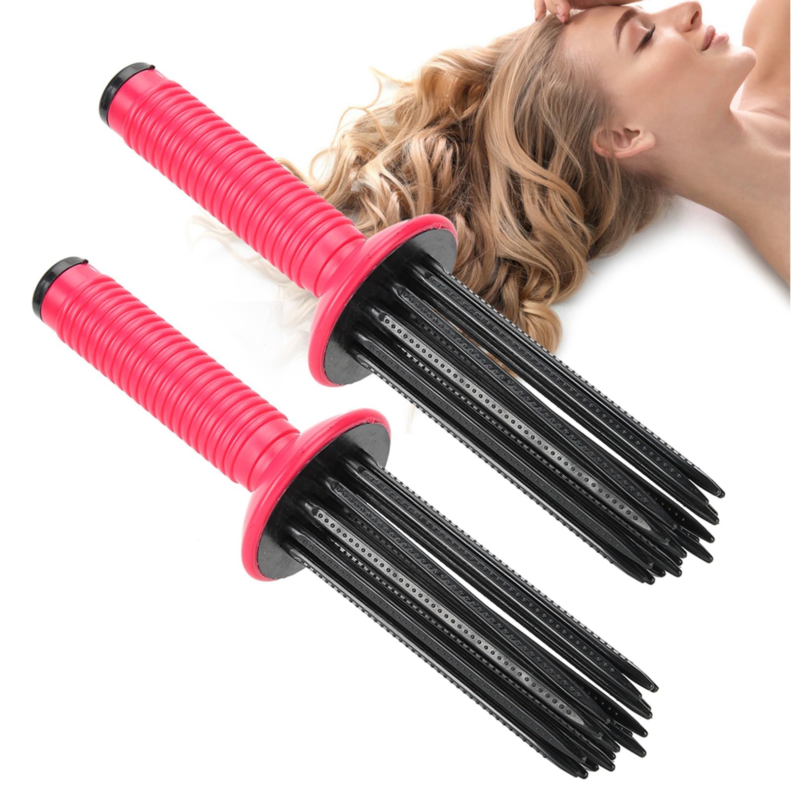 Curling Roll Comb, Curly Hair Styler Tool Hair Fluffy Curling Roll Comb Portable Anti Slip Curling Wand Professional Round Hair Brush Professional Curling Comb for Hair Salon
