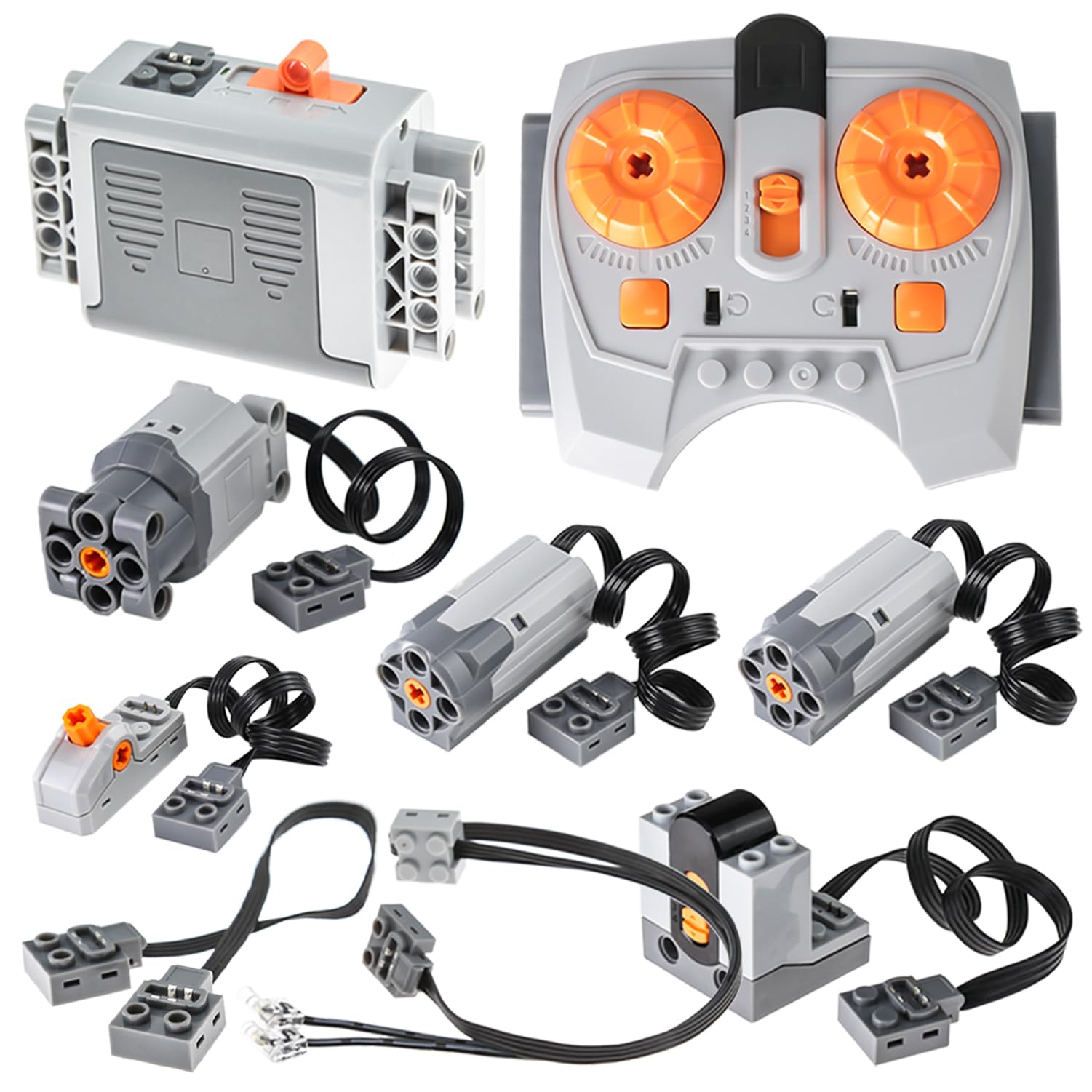 BloxBrix9-in-1 Motor Kit Compatible with Major Brands Technic Motor Kit with Power Function Battery Pack, Technic Remote Control, Motor Kit with Powerful Motor, Engine Parts