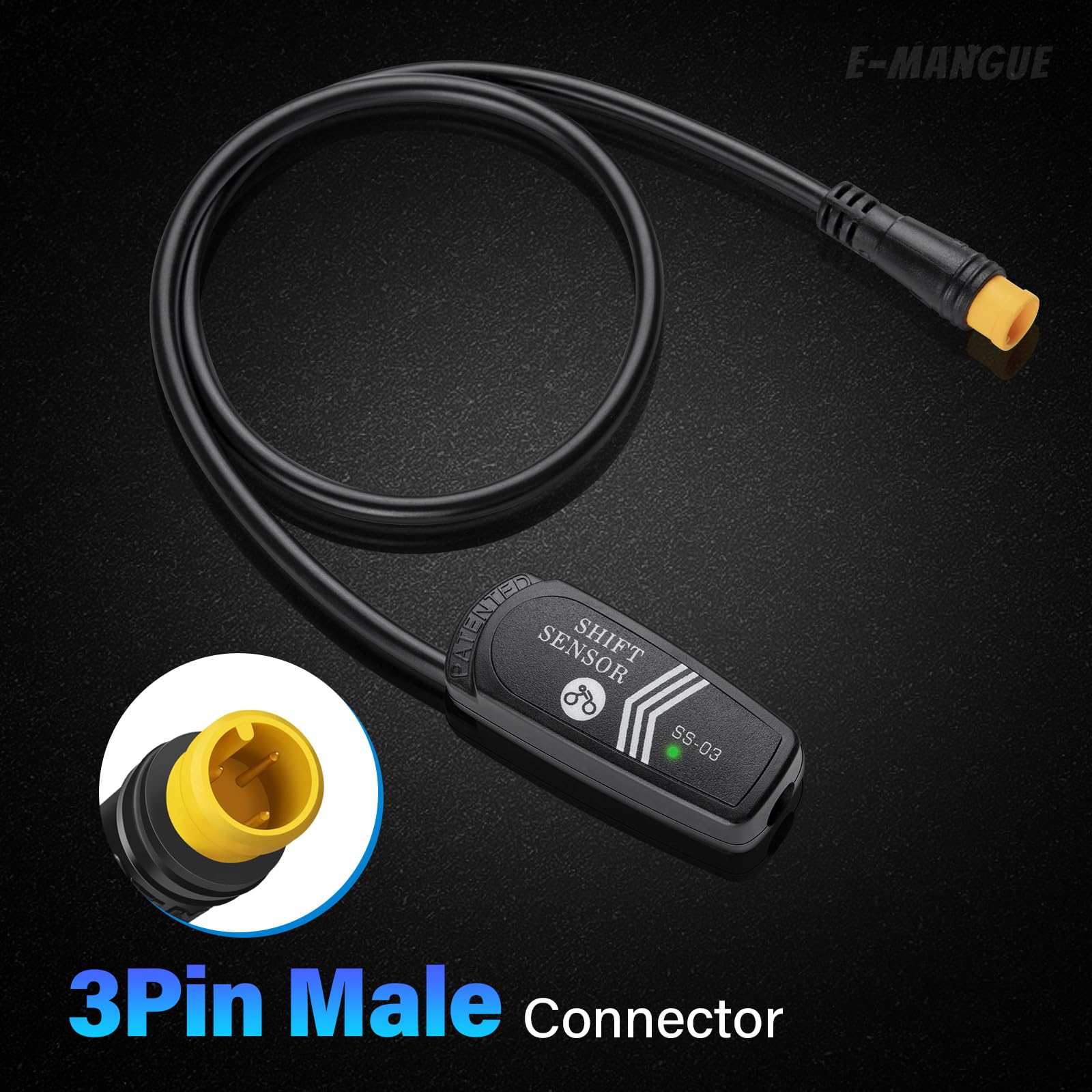 E-Mangue Ebike Gear Shift Sensor for BAFANG BBS01B BBS02B BBSHD, Electric Bike Gear Sensor for Mid Drive Conversion Kit, Ebike Speed Sensor with 3 Pin Male Connector