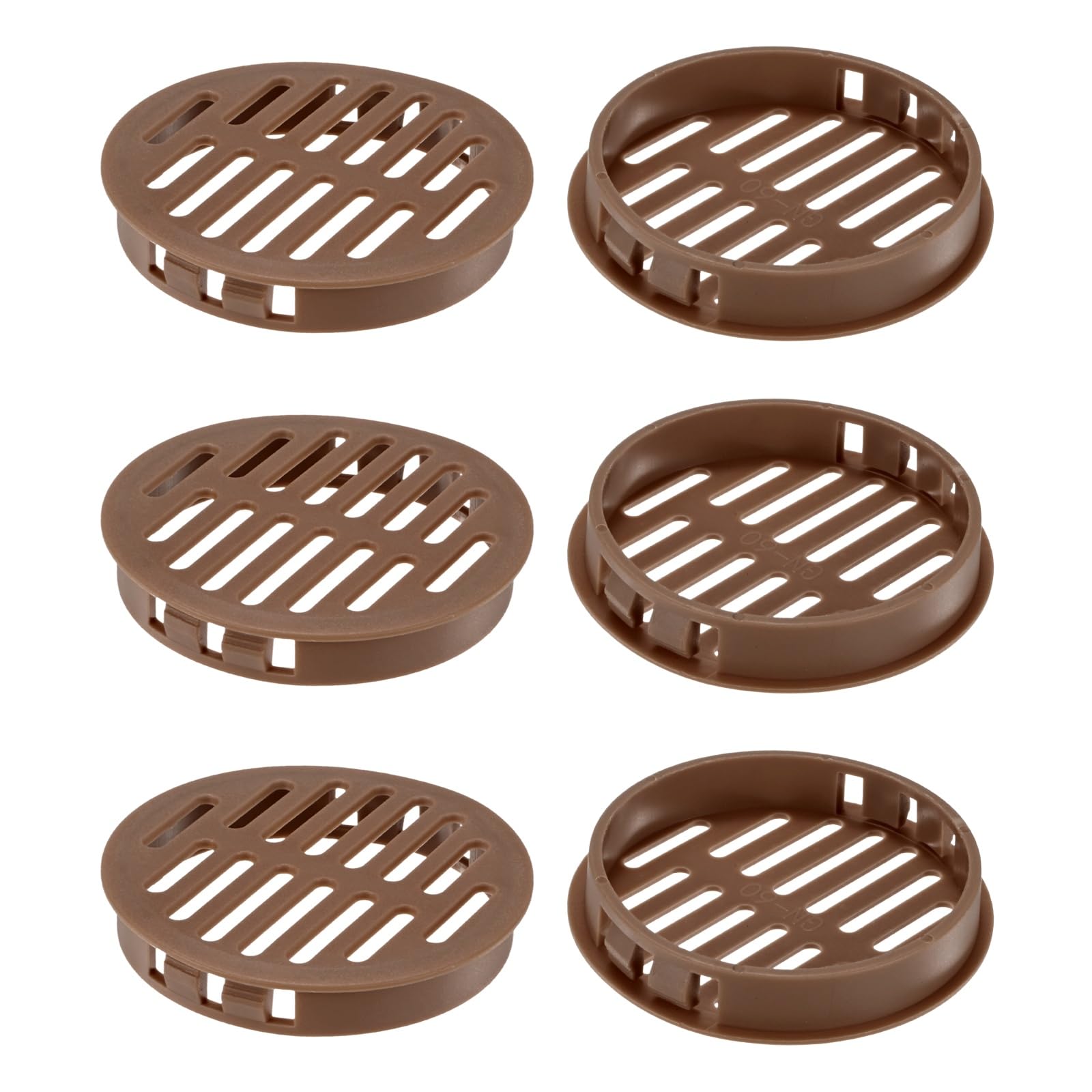 M METERXITY 6-Pack Round Soffit Vents, 60mm/2.36 Inch Plastic Circular Soffit Vent Cover Air Vent Grille Mesh Hole for Bathroom Home/Office/Kitchen/Cabinet/Wardrobe [Brown]