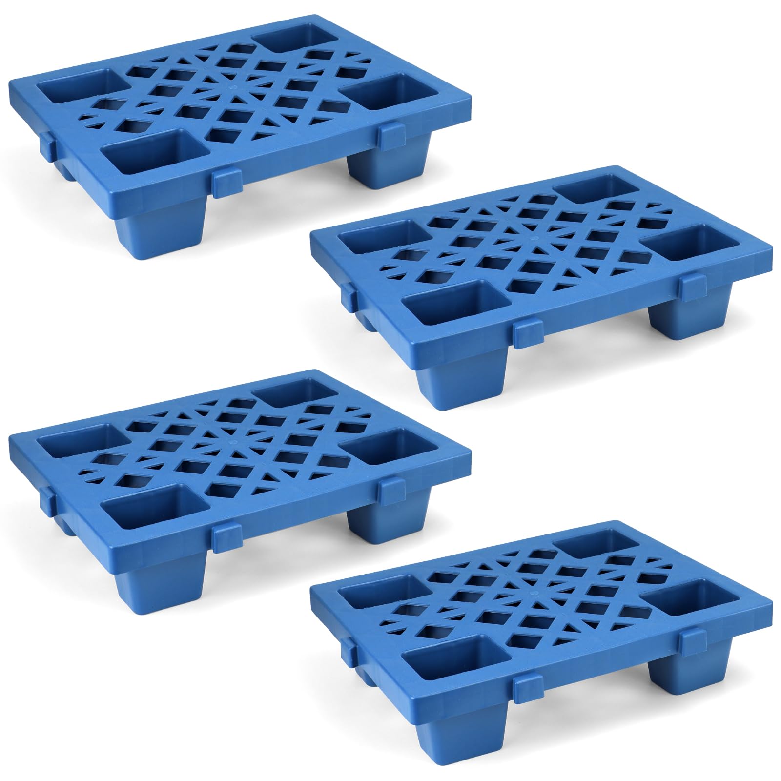Lot de 4 Palettes en Plastique Empilables Bleues, 40 x 30 x 10 cm