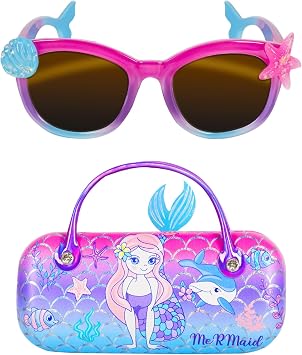 PinkSheep Sunglasses for Girls, Baby Kids Polarized Sunglass with Case, Mermaid Glasses UV400 Protection Plastic Frame