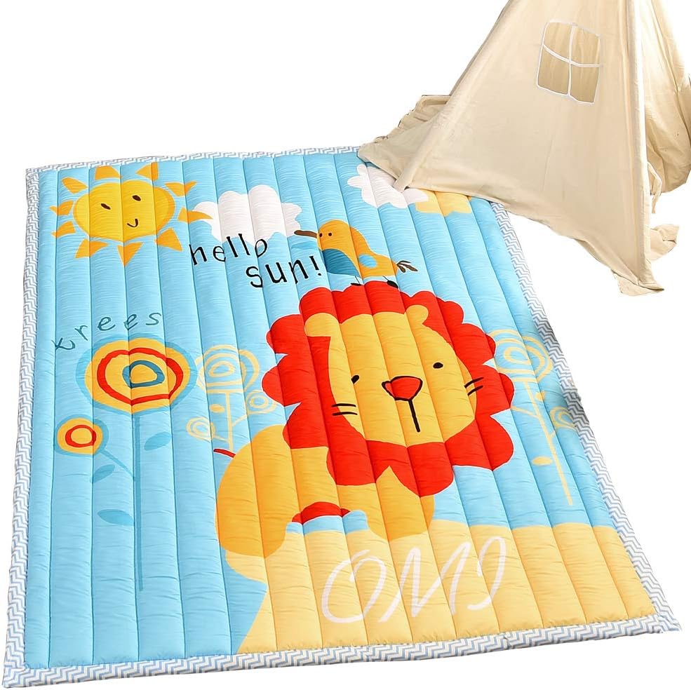 Nicebabe Play Mat for Baby Kids Toddler Children Bedroom Decor Living Room Rugs Soft & Thick Non-Slip Crawling Mat Foldable (Lion)