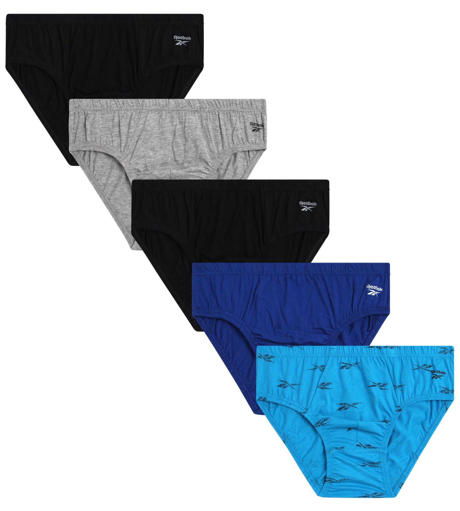 Reebok Men's Briefs - 5 Pack Soft Stretch Low Rise Mens Briefs with Contour Pouch - Classic Underwear Briefs for Men (S-XL)